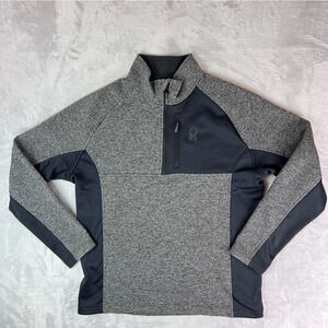 Spyder Men's Quarter Zip Pullover Men's XL Sweater Black Knit Chest Pocket Layer